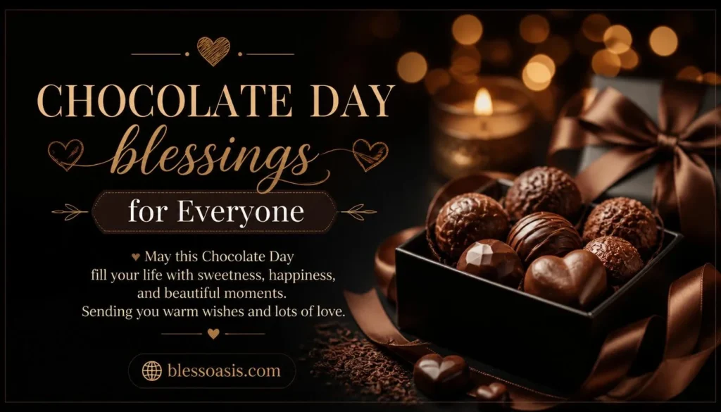 Romantic Chocolate Day greeting with chocolates