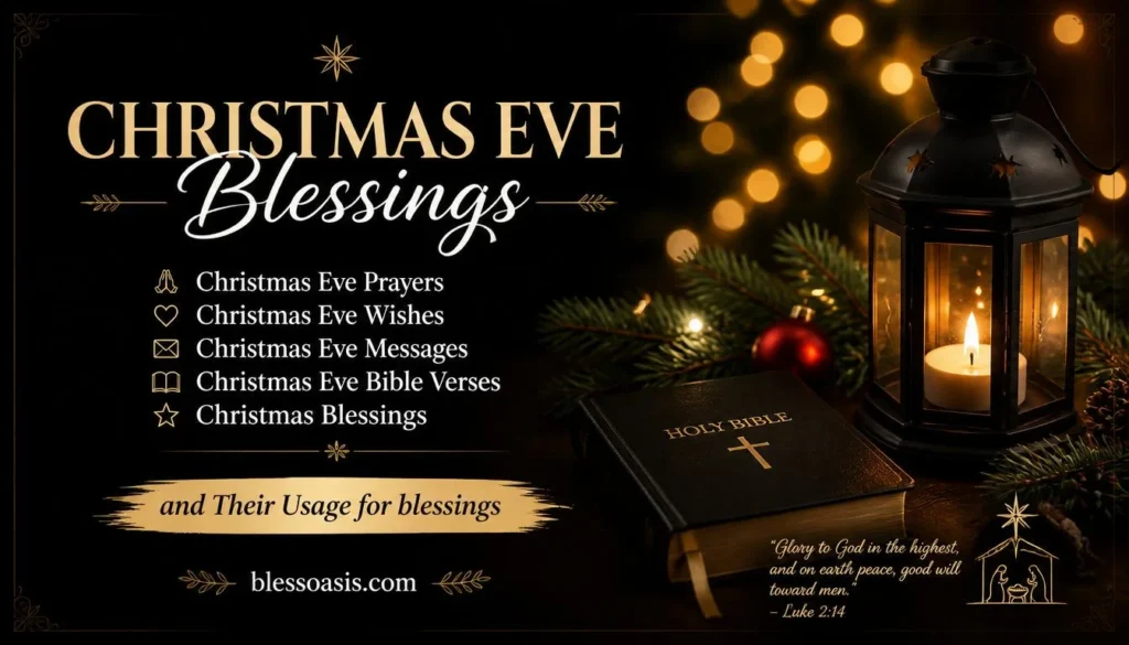 Christmas Eve blessing text message on phone with tree lights