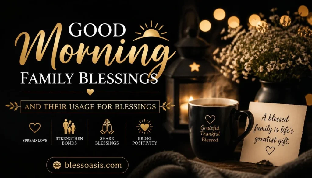 Family sharing a good morning blessing at the breakfast table