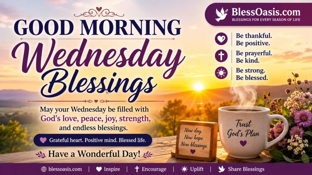 Inspirational Wednesday morning blessing with golden sunrise