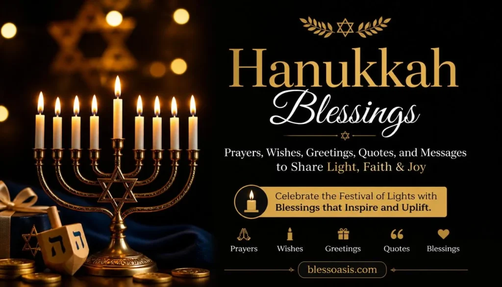 Lit menorah with all eight candles glowing on a windowsill at night