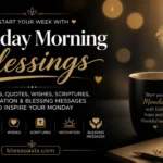 Sunrise coffee cup with handwritten Monday morning blessing card