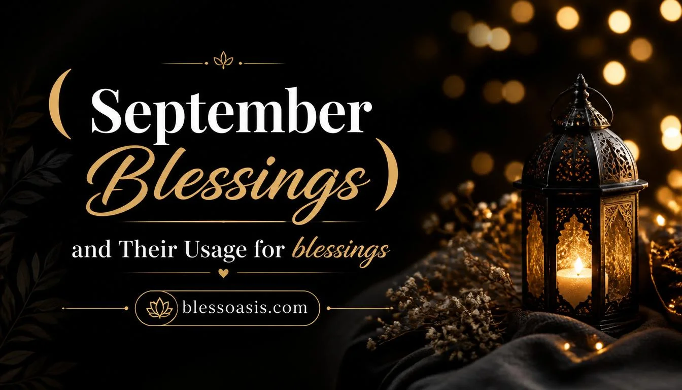 "Warm September blessings text over autumn-toned sunrise background"