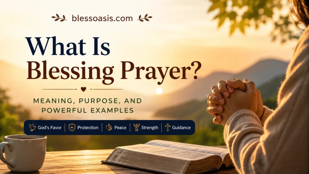 Family holding hands while saying a blessing prayer